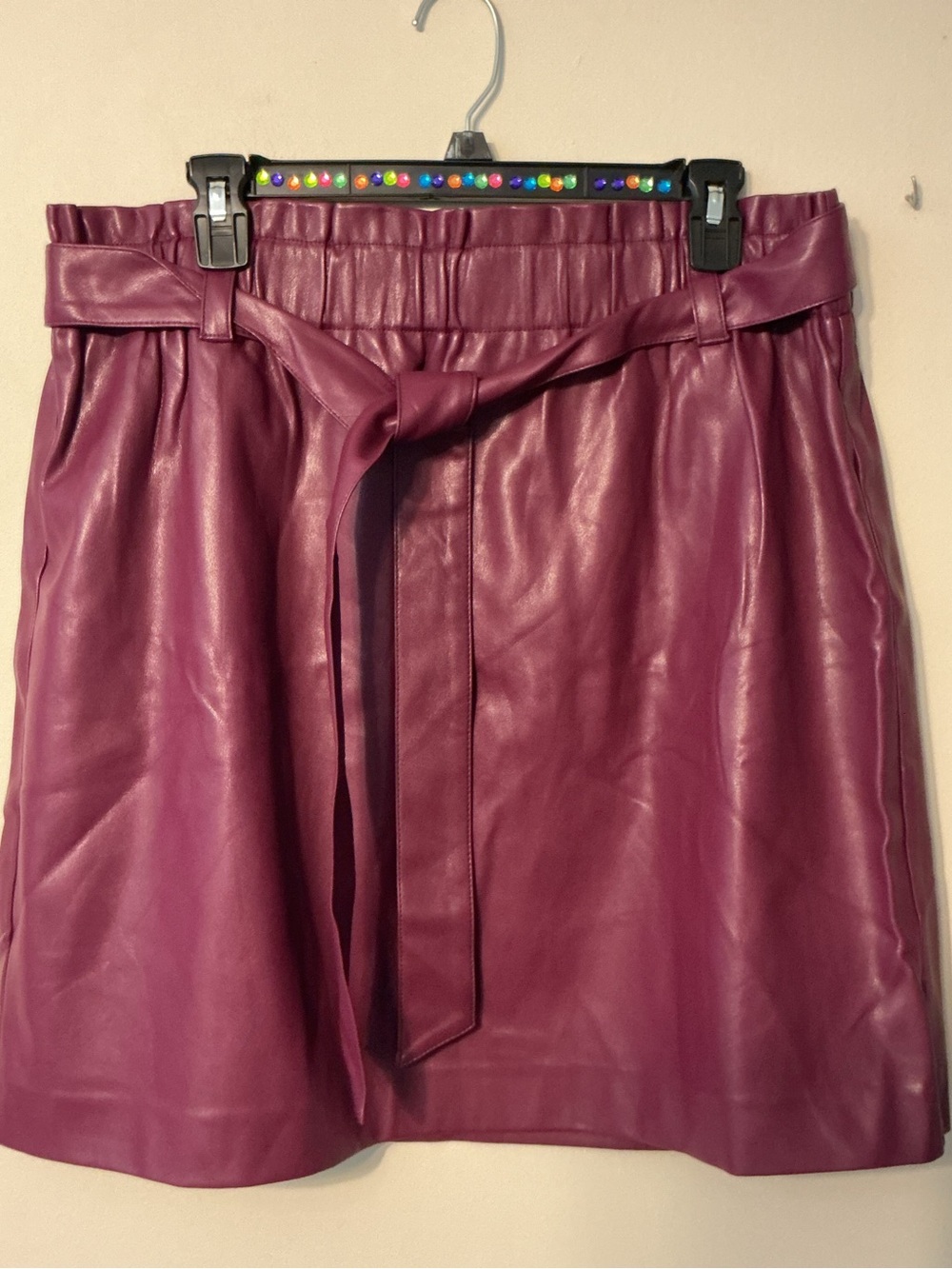 LOFT Outlet Faux Leather Skirt in Berry Plum